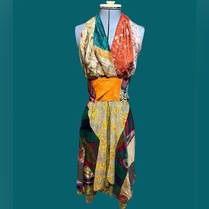 Vintage Silk Sari Halter Dress